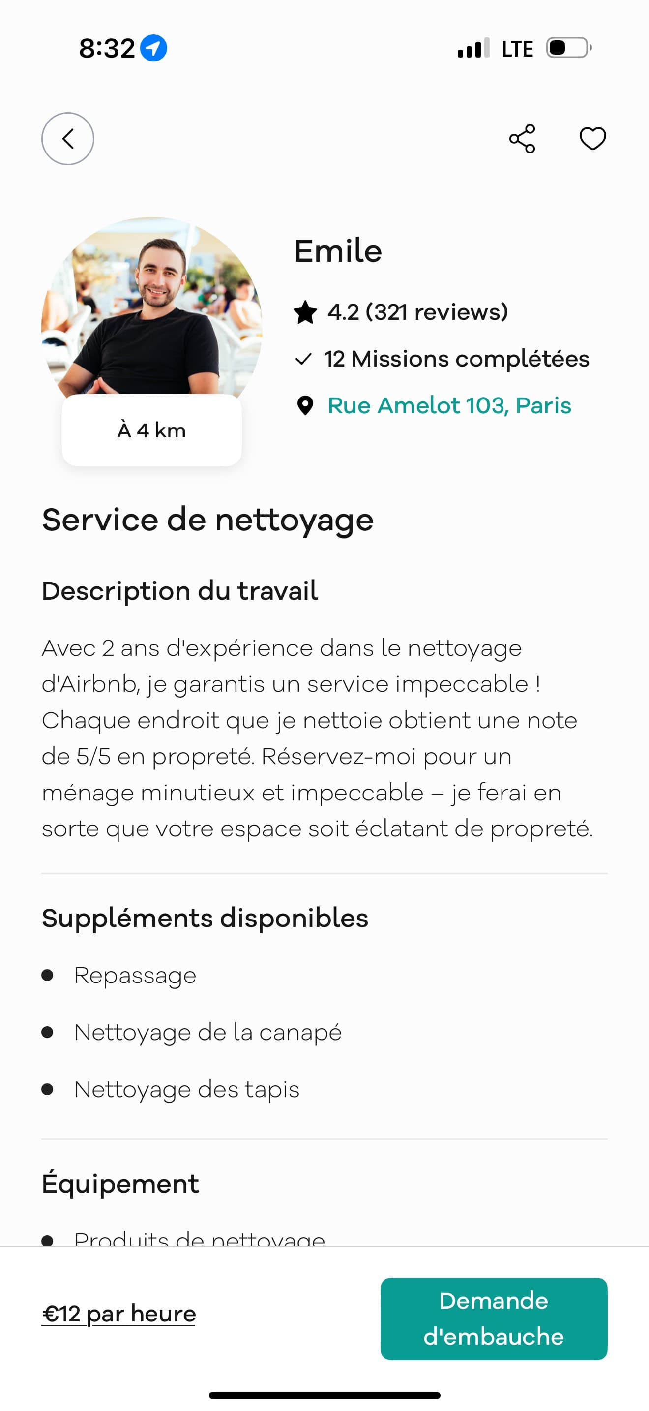 Prestataire Mint réalisant une mission de ménage